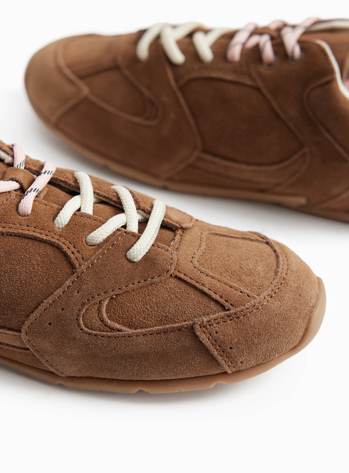 Brown Suede Contrast Lace Trainers 8 - Image 3